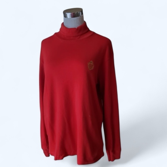 LAUREN RALPH LAUREN Signature Red Turtleneck Jersey X-LARGE Preppy Gorpcore EUC - Picture 2 of 10